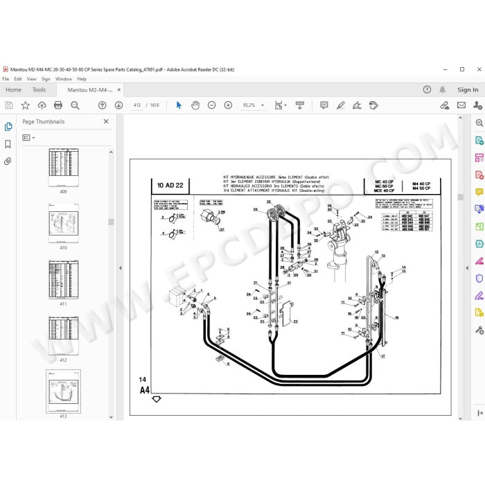 Manitou Forklift M2 M4 MCE MC 26 30 40 50 CP parts manual