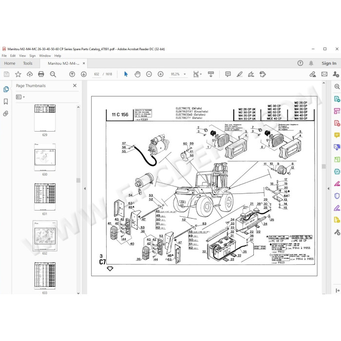Manitou Forklift M2 M4 MCE MC 26 30 40 50 CP parts manual