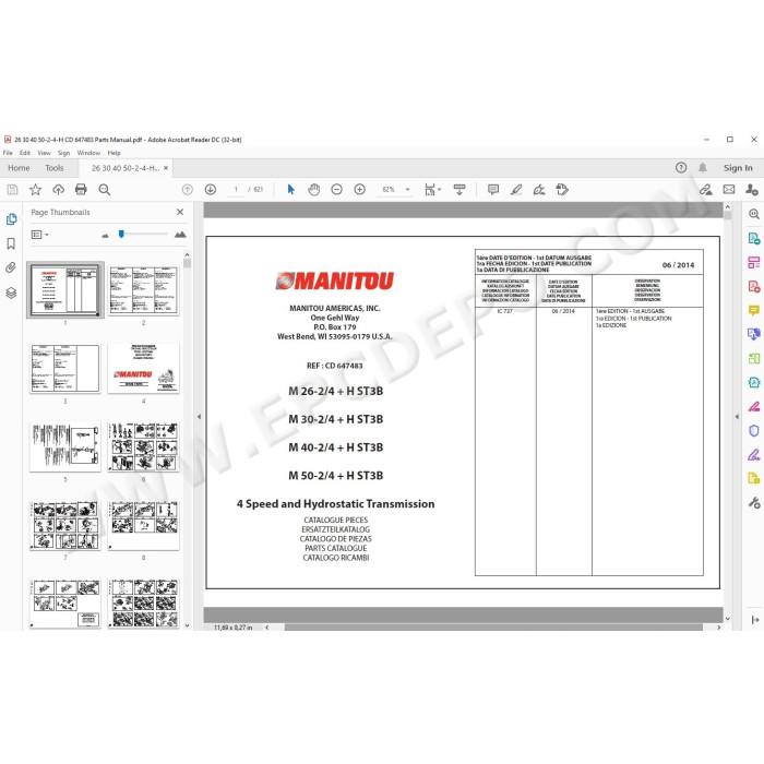 Manitou Forklift M26 M30 M40 M50 2 / 4 + H ST3B parts manual