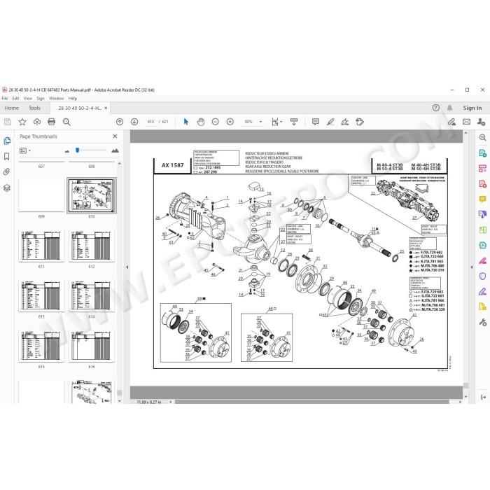 Manitou Forklift M26 M30 M40 M50 2 / 4 + H ST3B parts manual