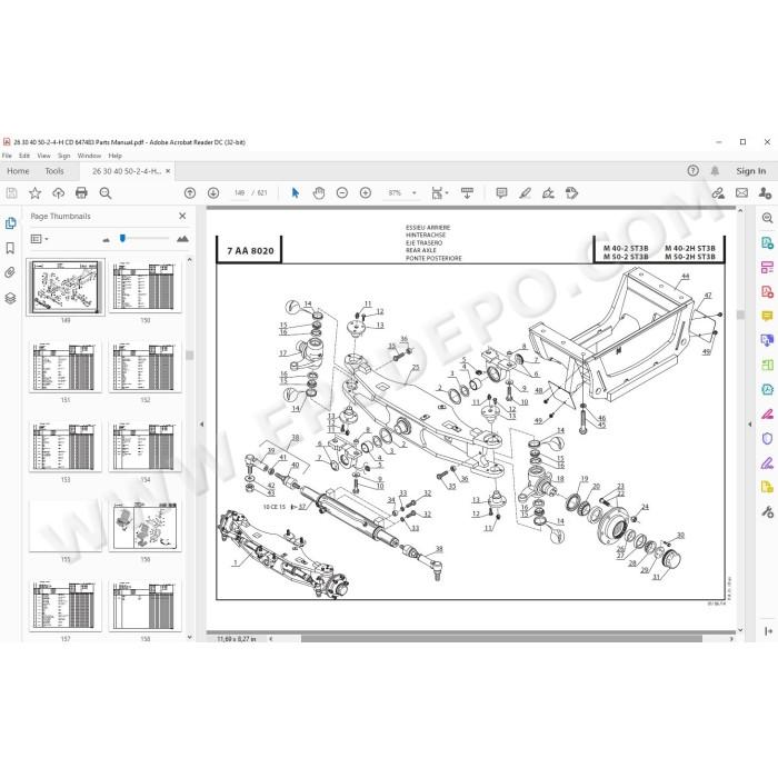 Manitou Forklift M26 M30 M40 M50 2 / 4 + H ST3B parts manual