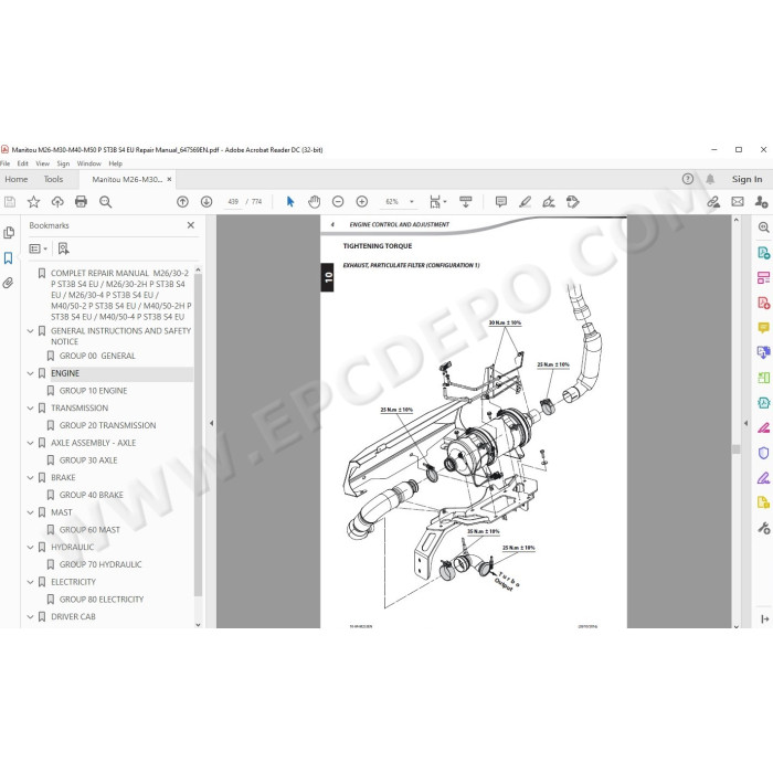Manitou Forklift M26 M30 M40 M50 2 / 4 P ST3B Serie 4 service manual