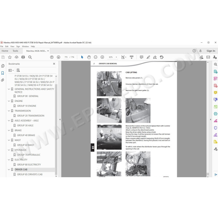 Manitou Forklift M26 M30 M40 M50 2 / 4 P ST3B Serie 4 service manual
