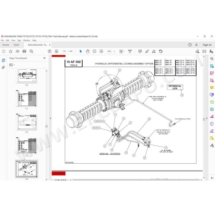 Manitou Forklift M30-2T M30-4T M40-2T M40-4T M50-2T M50-4T + H / L parts manual