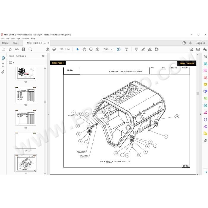Manitou Forklift 30-2 30-4 T / TH K-D HAWK parts manual