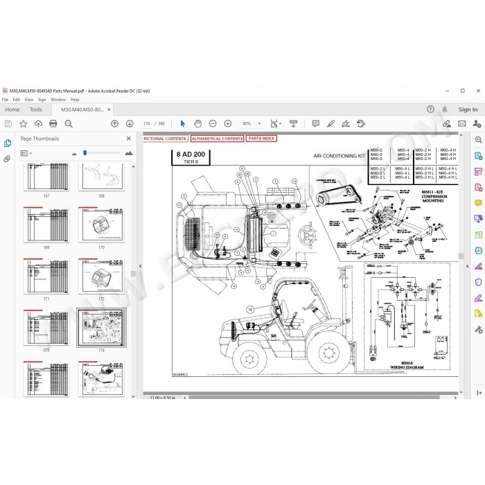 Manitou Forklift M30-2 M30-4 M40-2 M40-4 M50-2 M50-4 + H / L parts manual