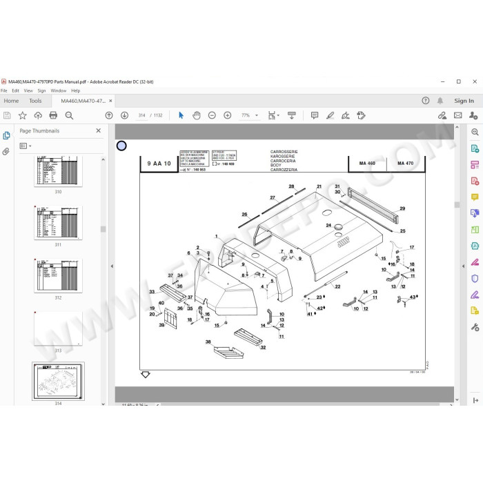 Manitou Forklift MA 460 470 spare parts manual