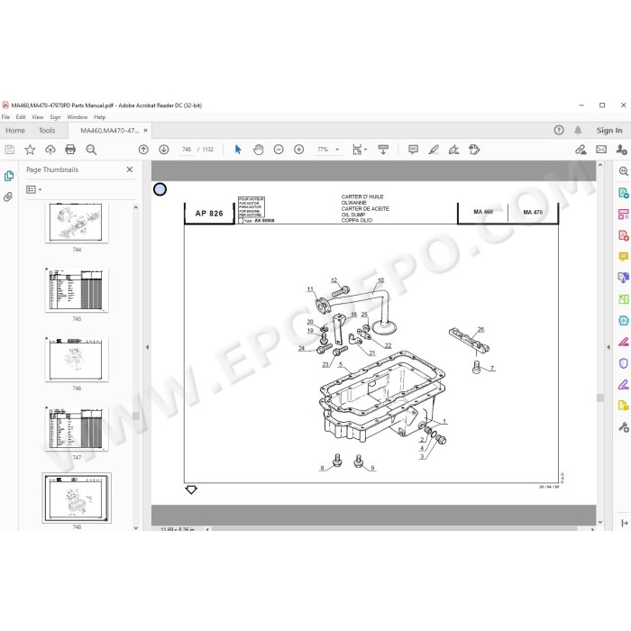 Manitou Forklift MA 460 470 spare parts manual