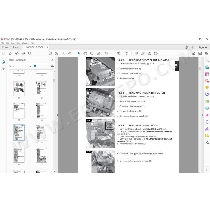 Manitou Forklift MC 18-2 18-4 25-2 25-4 30-2 30-4 MSI 25 30 35 D K ST3A S1 S5 service manual