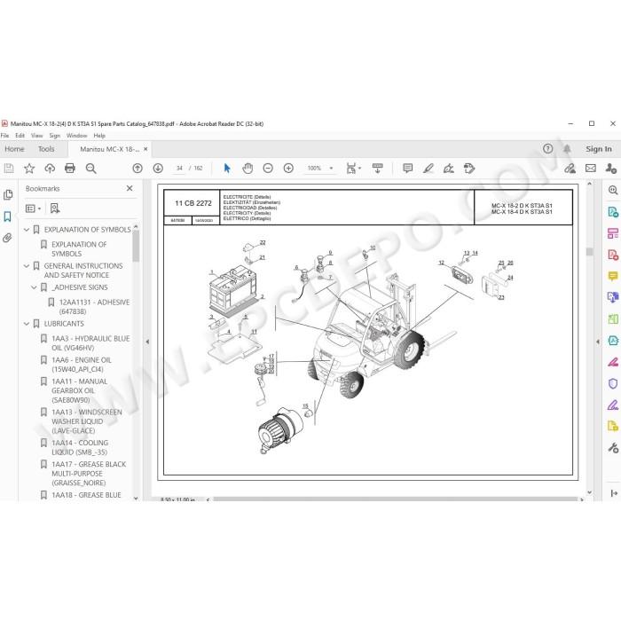 Manitou Forklift MC-X 18-2 18-4 D K ST3A S1 spare parts manual