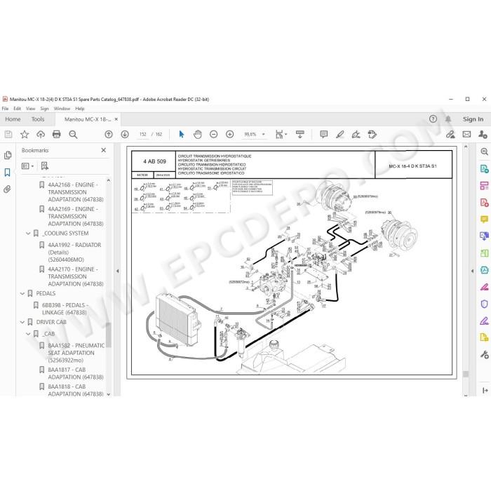 Manitou Forklift MC-X 18-2 18-4 D K ST3A S1 spare parts manual