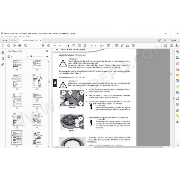 Manitou Forklift ME 315 316 318 320 S2 service manual