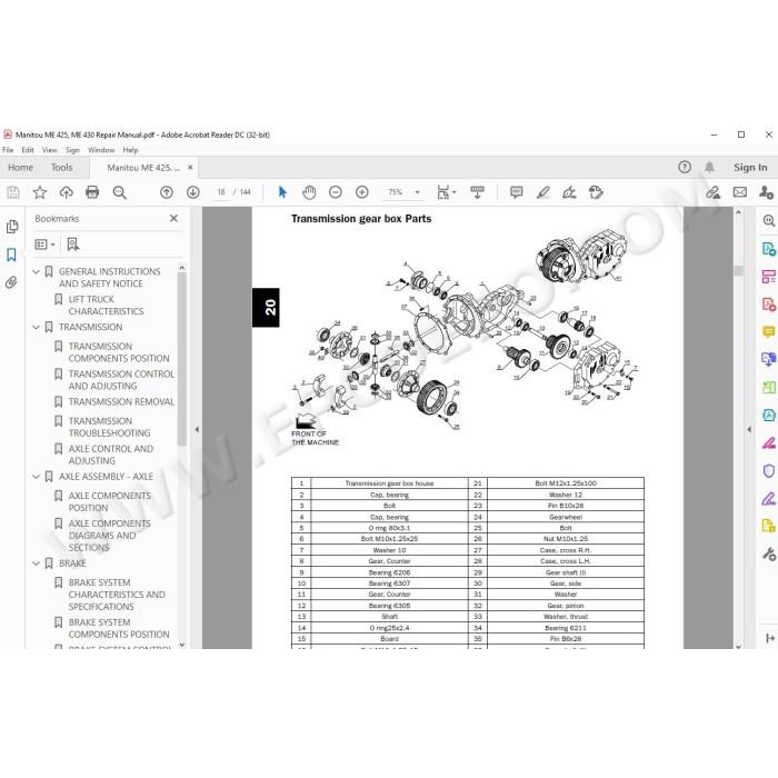 Manitou Forklift ME 425 430 service manual