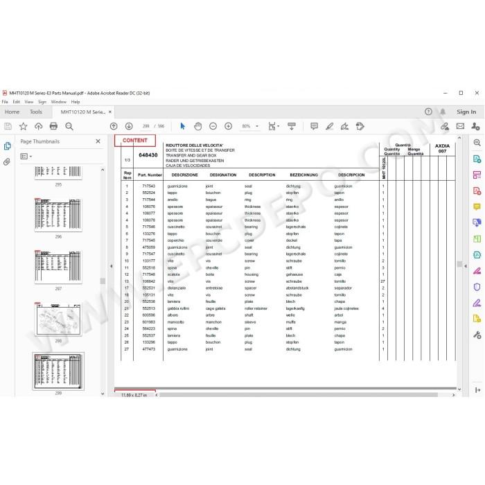 Manitou MHT 10120 Serie M E3 spare parts manual