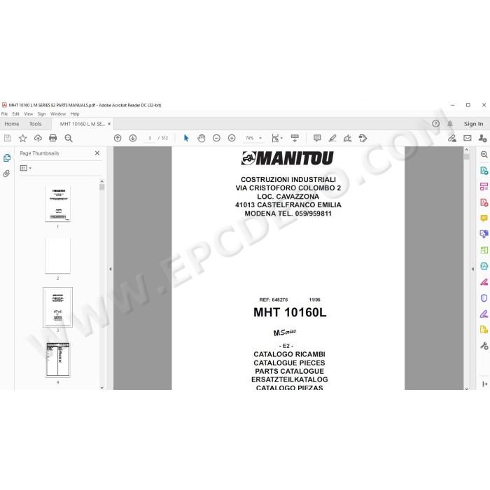 Manitou MHT 10160L Serie M E2 parts manual