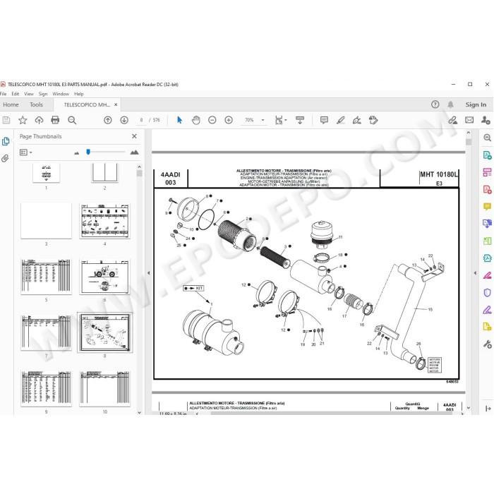 Manitou MHT 10180L E3 spare parts manual
