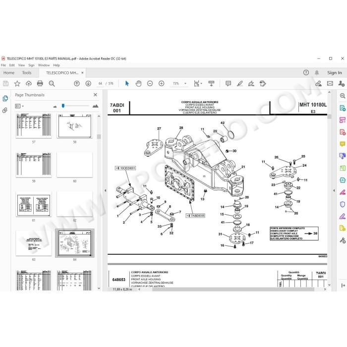 Manitou MHT 10180L E3 spare parts manual