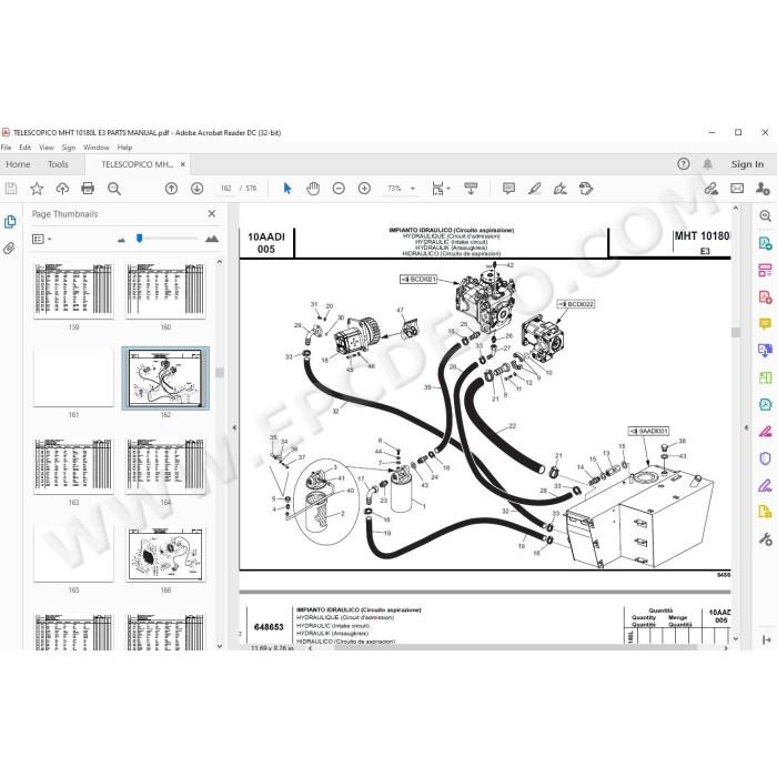 Manitou MHT 10180L E3 spare parts manual
