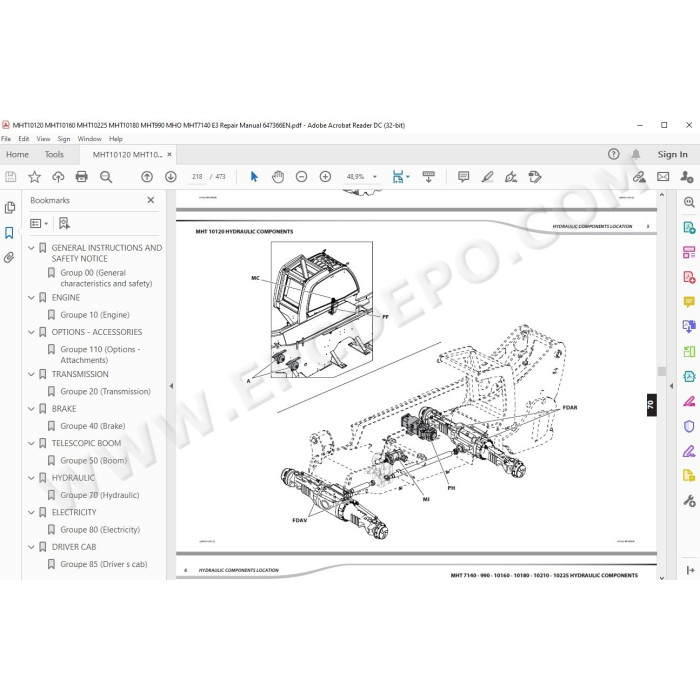 Manitou MHT 10225 10210 10180 10160 10120 7140 990 E3 service manual