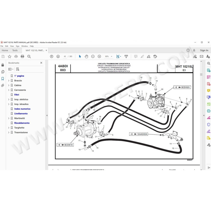 Manitou MHT 10210L E3 spare parts manual