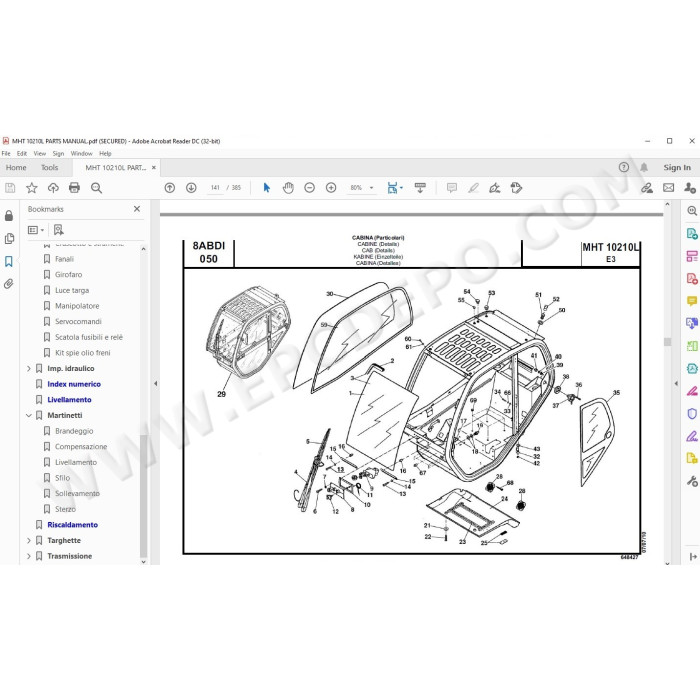Manitou MHT 10210L E3 spare parts manual
