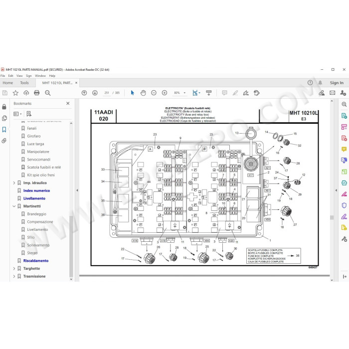 Manitou MHT 10210L E3 spare parts manual