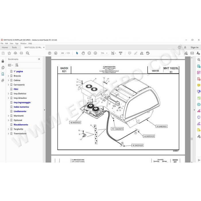 Manitou MHT 10225L E3 spare parts manual
