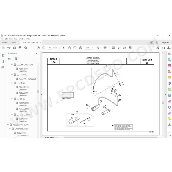 Manitou MHT 780 Turbo E3 spare parts manual