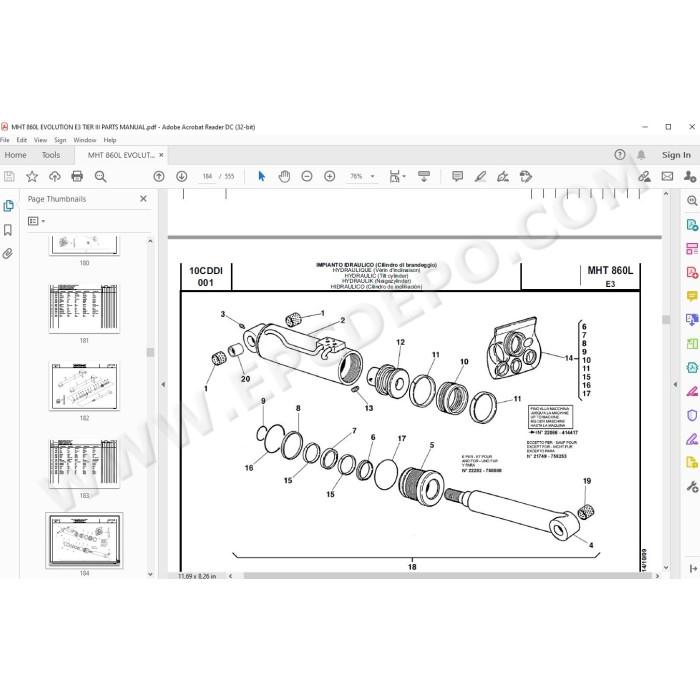 Manitou MHT 860 L Evolution E3 Tier3 spare parts manual