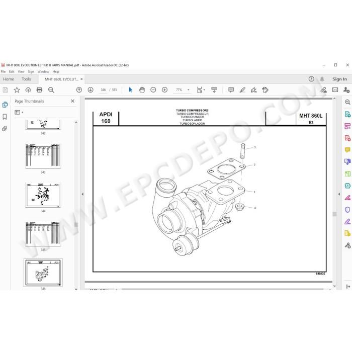 Manitou MHT 860 L Evolution E3 Tier3 spare parts manual