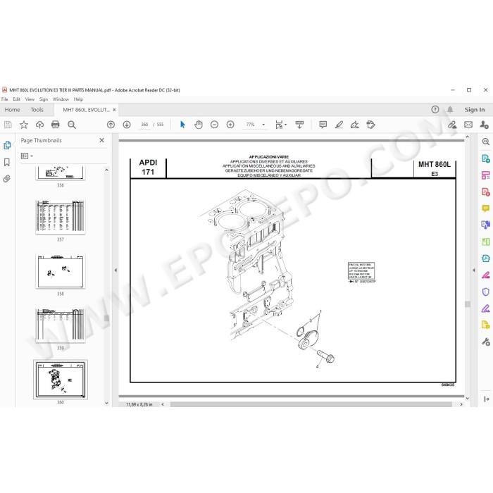 Manitou MHT 860 L Evolution E3 Tier3 spare parts manual
