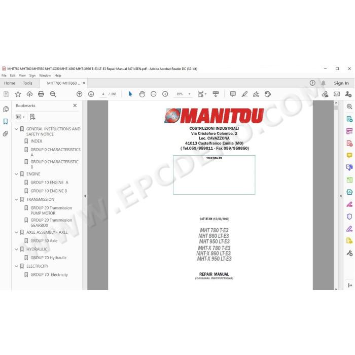 Manitou MHT MHT-X 780 860 950 T / LT E3 service manual