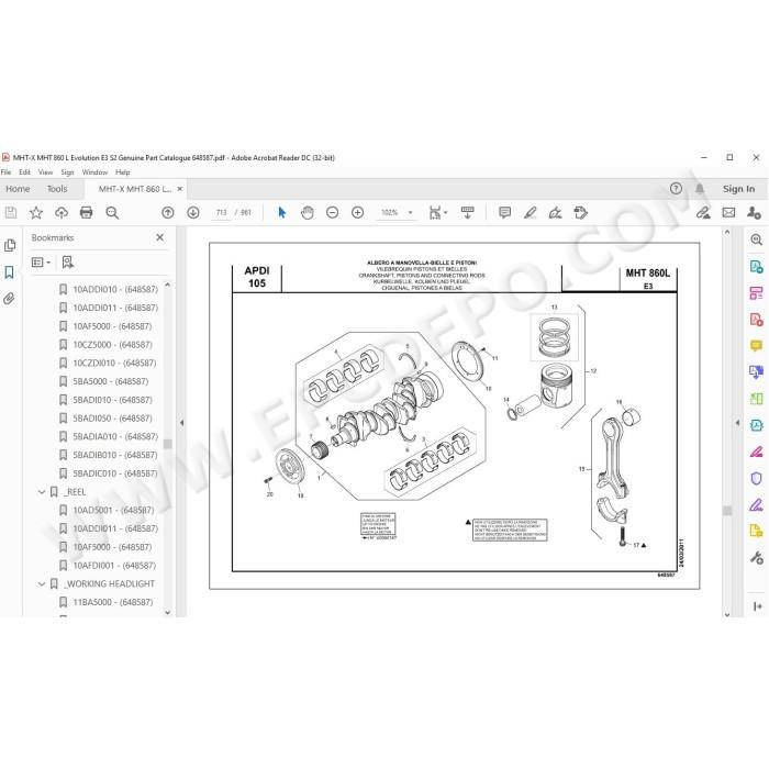 Manitou MHT MHT-X 860 L Evolution E3 S2 parts manual