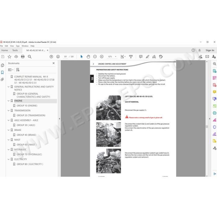 Manitou Forklift MI MI-X 40 45 50 D / G S1 service manual