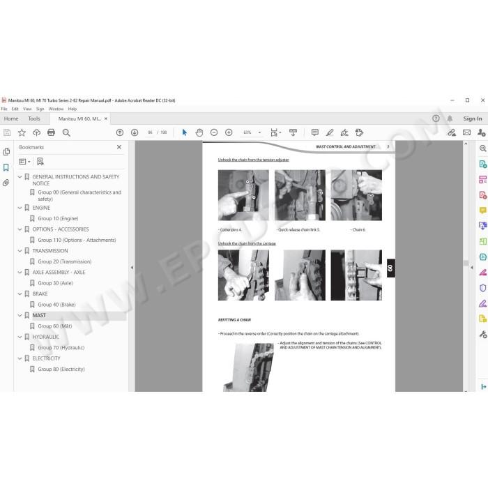 Manitou Forklift MI 60, MI 70 Turbo S2 E2 service manual