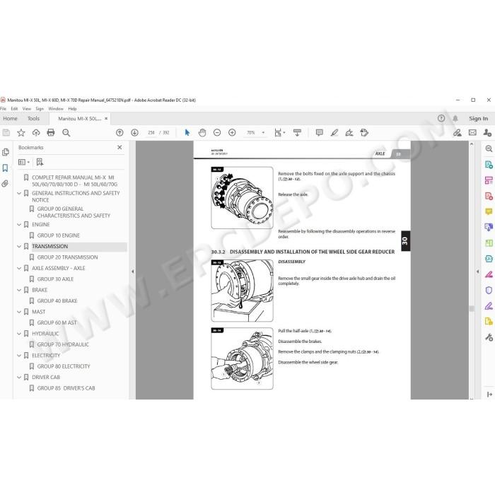 Manitou Forklift MI MI-X 50 A 70 G / 100 L D S1 service manual