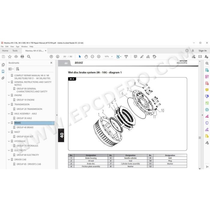 Manitou Forklift MI MI-X 50 A 70 G / 100 L D S1 service manual