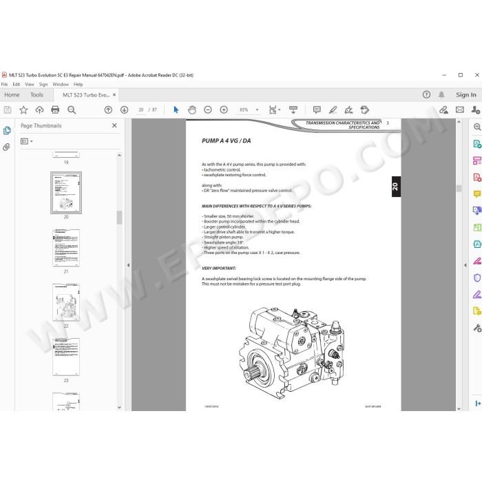 Manitou MLT 523 Turbo Evolution Serie C E3 service manual