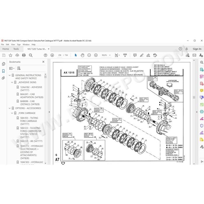 Manitou MLT 526 Turbo / Mono Ultra / Compact Serie A parts manual