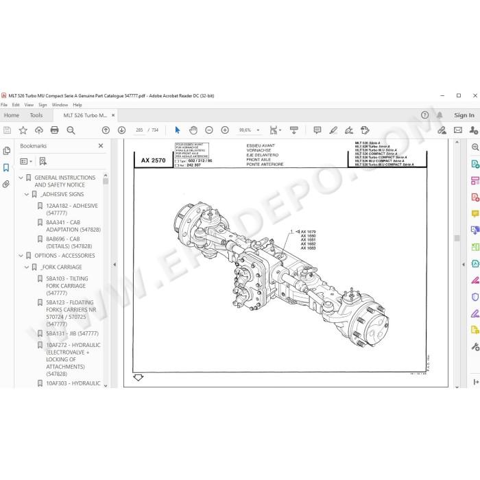 Manitou MLT 526 Turbo / Mono Ultra / Compact Serie A parts manual