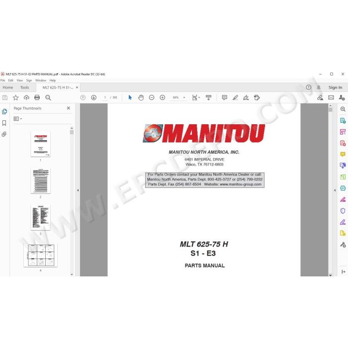 Manitou MLT 625 75 H Serie 1 E3 spare parts manual