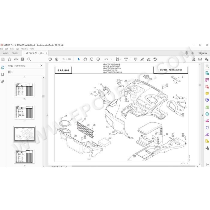 Manitou MLT 625 75 H Serie 1 E3 spare parts manual