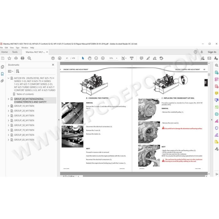 Manitou MLT MLT-X MT MT-X 625 75H / Turbo / Comfort Serie 1 / Serie 2 E3 service manual