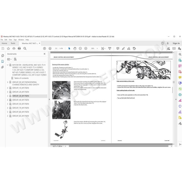Manitou MLT MLT-X MT MT-X 625 75H / Turbo / Comfort Serie 1 / Serie 2 E3 service manual