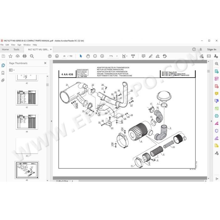 Manitou MLT 627 Turbo / Mono ultra / Compact Serie B E2 parts manual