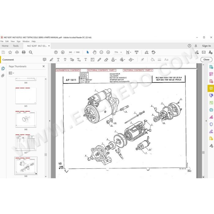 Manitou MLT 629T 633TLS 730TW Series A parts manual