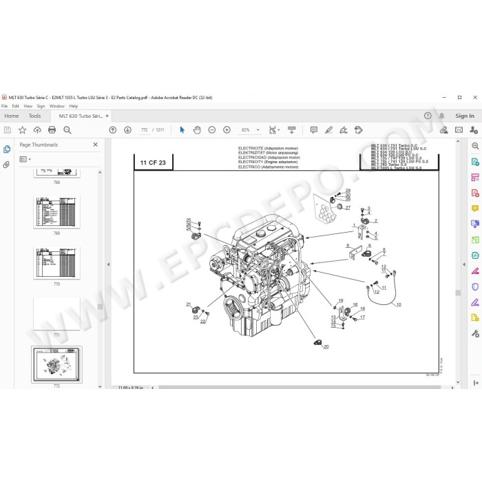 Manitou MLT 630 634 731 735 741 1035 Series C / 3 E2 parts manual