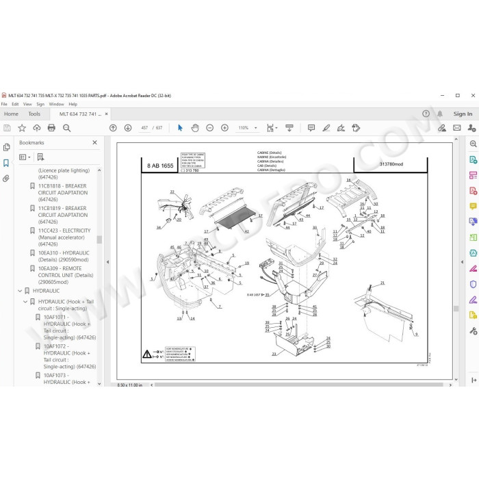 Manitou MLT MLT-X 634 732 735 741 1035 parts manual