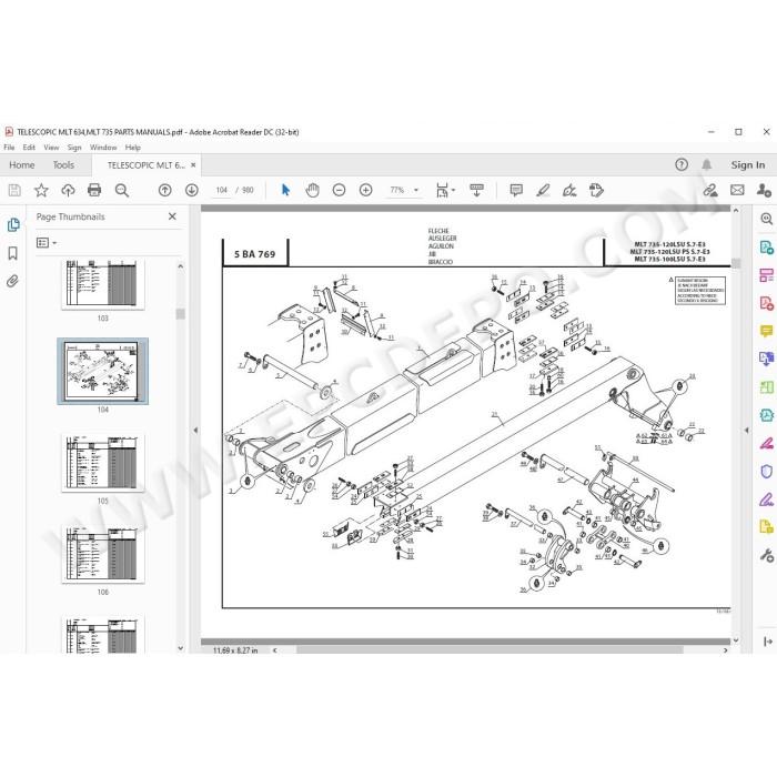 Manitou MLT 634 735 120 LSU Series G / 7 E3 parts manual