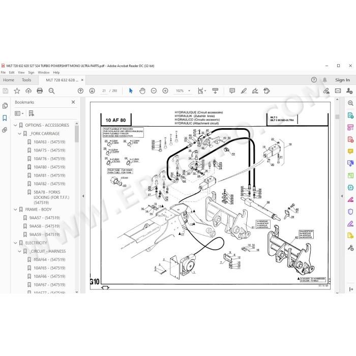 Manitou MLT 524 527 628 632 728 Turbo / Mono Ultra parts manual